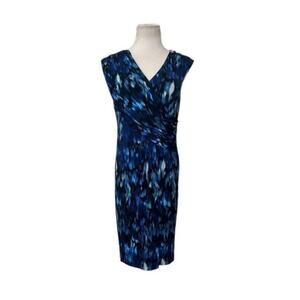 Donna Morgan blue print sleeveless sheath dress size 4
